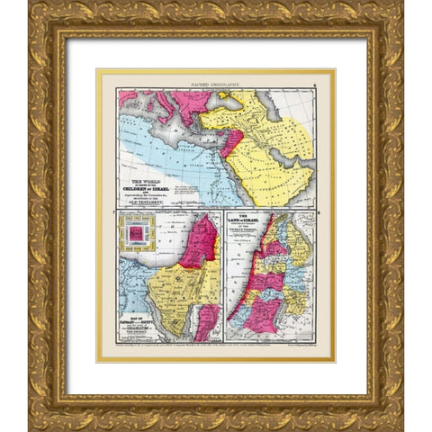 Sacred Geography Middle East - Mitchell 1844 Gold Ornate Wood Framed Art Print with Double Matting by Mitchell