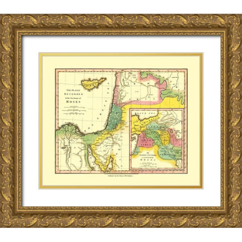 Middle East Five Books of Moses Places Gold Ornate Wood Framed Art Print with Double Matting by Wilkinson
