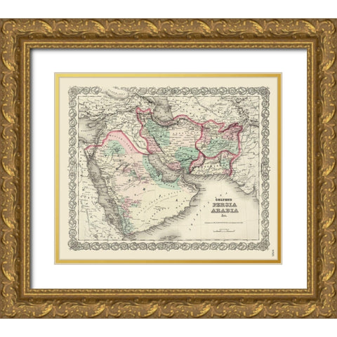 Middle East Persia Arabia - Colton 1855 Gold Ornate Wood Framed Art Print with Double Matting by Colton