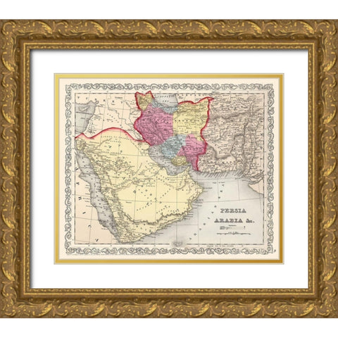 Middle East Persia Arabia - Mitchell 1857 Gold Ornate Wood Framed Art Print with Double Matting by Mitchell