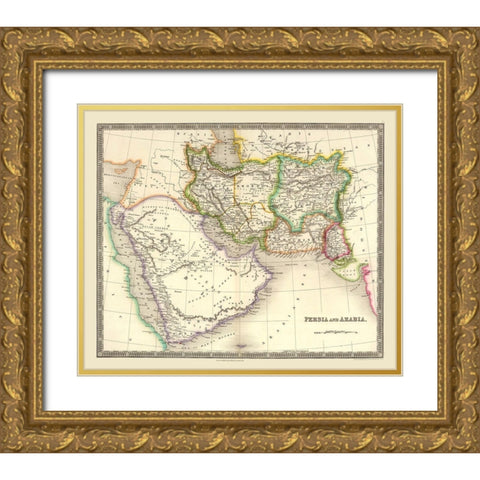 Middle East Persia Arabia - Teesdale 1844 Gold Ornate Wood Framed Art Print with Double Matting by Teesdale