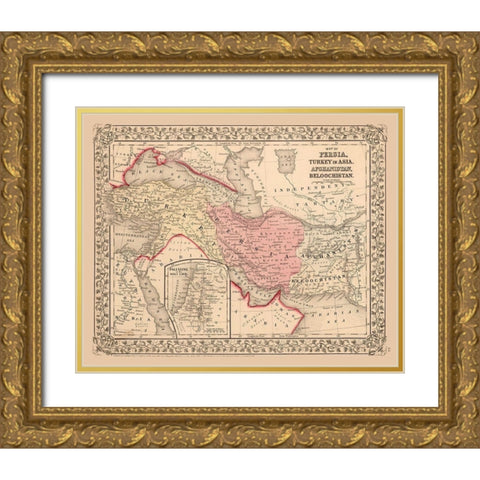 Middle East Turkey Persia Afghanistan Gold Ornate Wood Framed Art Print with Double Matting by Mitchell