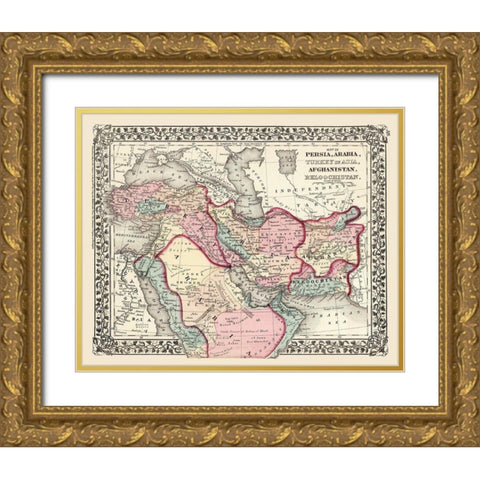 Middle East Turkey Persia Arabia Afghanistan Gold Ornate Wood Framed Art Print with Double Matting by Mitchell
