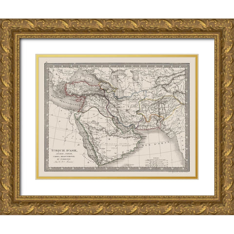 Middle East Turkey in Asia Arabia Persia Gold Ornate Wood Framed Art Print with Double Matting by Monin