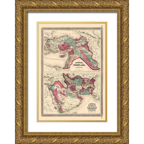 Middle East Turkey in Asia Persia Arabia Gold Ornate Wood Framed Art Print with Double Matting by Johnson