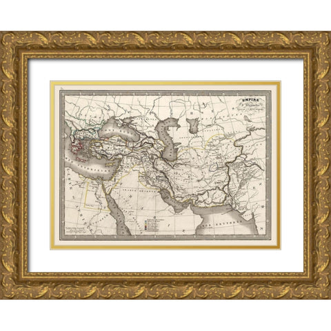 Alexander the Great Empire Middle East - Monin Gold Ornate Wood Framed Art Print with Double Matting by Monin