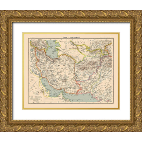 Afganistan Persia Pakistan Asia - Schrader 1908 Gold Ornate Wood Framed Art Print with Double Matting by Schrader