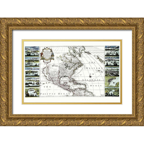 Caribbean West Indies British Empire America Gold Ornate Wood Framed Art Print with Double Matting by Overton
