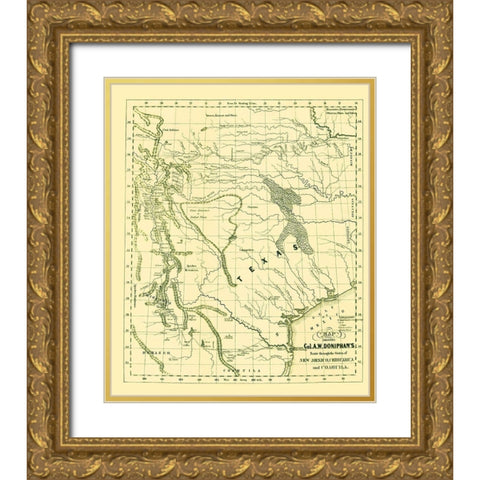 Route thru New Mexico Chihuahua Coahuila Mexico US Gold Ornate Wood Framed Art Print with Double Matting by Doniphan