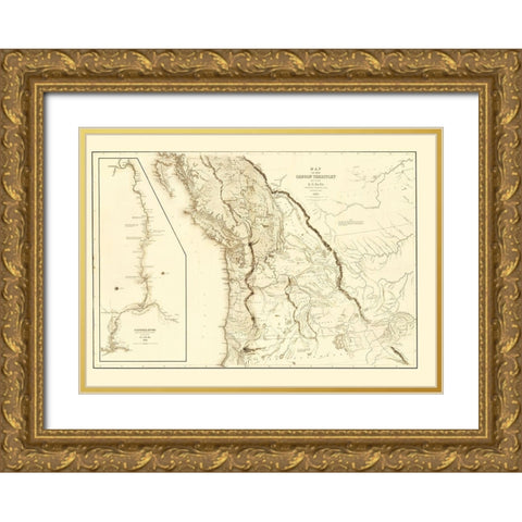 North America Oregon Territory United States Gold Ornate Wood Framed Art Print with Double Matting by Wilkes