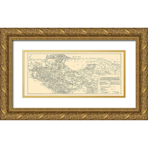 New Spain Mexico Texas United States Gold Ornate Wood Framed Art Print with Double Matting by De Lafora