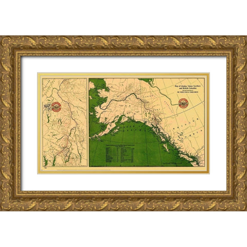 Alaska, Yukon and British Columbia - Marsh 1904 Gold Ornate Wood Framed Art Print with Double Matting by Marsh
