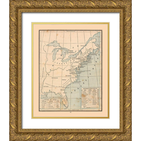 South Eastern North America United States Canada Gold Ornate Wood Framed Art Print with Double Matting by Cram