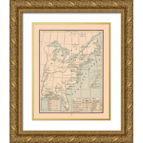 South Eastern North America Wars - Cram 1888 Gold Ornate Wood Framed Art Print with Double Matting by Cram