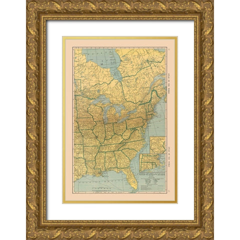 North America East United States Canada Gold Ornate Wood Framed Art Print with Double Matting by Hammond