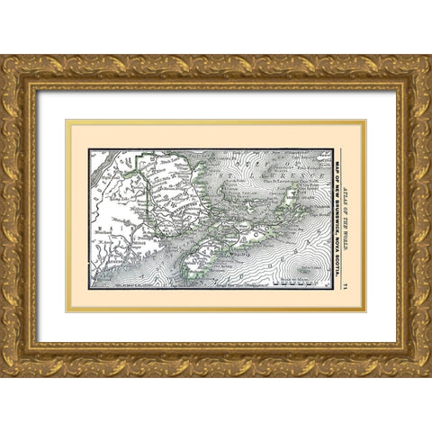 New Brunswick Canada - Alden 1886 Gold Ornate Wood Framed Art Print with Double Matting by Alden