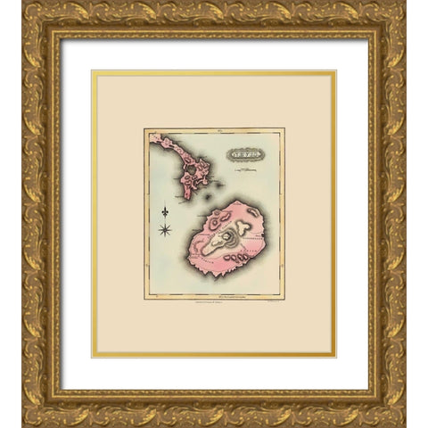 Caribbean Nevis - Lucas 1823 Gold Ornate Wood Framed Art Print with Double Matting by Lucas