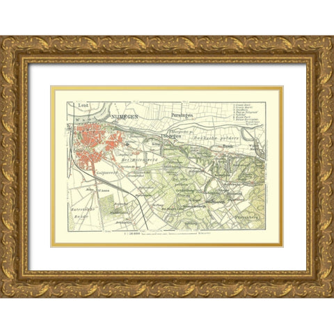 Southern Netherlands Europe - Baedeker 1910 Gold Ornate Wood Framed Art Print with Double Matting by Baedeker