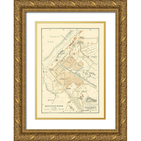 Europe Scheveningen Netherlands - Baedeker 1910 Gold Ornate Wood Framed Art Print with Double Matting by Baedeker