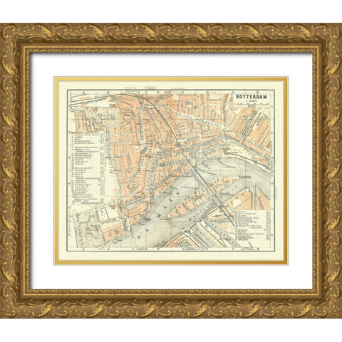 Europe Rotterdam Netherlands - Baedeker 1910 Gold Ornate Wood Framed Art Print with Double Matting by Baedeker