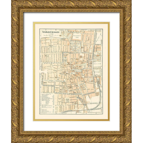 Europe The Hague Netherlands - Baedeker 1910 Gold Ornate Wood Framed Art Print with Double Matting by Baedeker