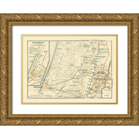 Europe Zandvoort Haarlem Netherlands Gold Ornate Wood Framed Art Print with Double Matting by Baedeker