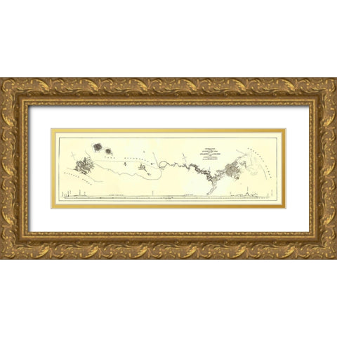 Central America Nicaragua Canal Atlantic Pacific Gold Ornate Wood Framed Art Print with Double Matting by Menocal
