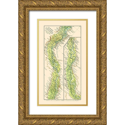 Nile Abu Qurqas Nagaa Hammadi Egypt - Baedeker Gold Ornate Wood Framed Art Print with Double Matting by Baedeker