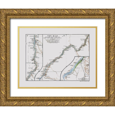 Nile Aswan Second Cataract Egypt - Baedeker 1913 Gold Ornate Wood Framed Art Print with Double Matting by Baedeker