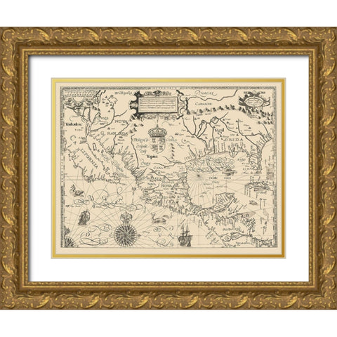 North America - Tatton 1616 Gold Ornate Wood Framed Art Print with Double Matting by Tatton