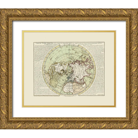 North Pole - Buache 1746 Gold Ornate Wood Framed Art Print with Double Matting by Buache