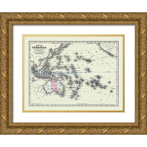 Oceania - Mitchell 1877 Gold Ornate Wood Framed Art Print with Double Matting by Mitchell