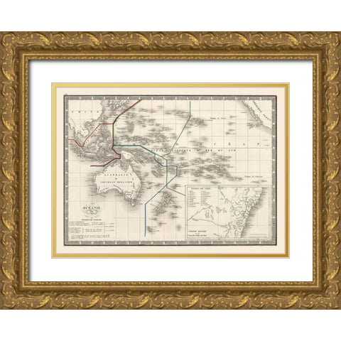 Oceania - Monin 1839 Gold Ornate Wood Framed Art Print with Double Matting by Monin