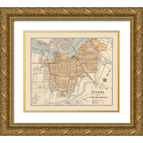 Ottawa Canada - White 1906 Gold Ornate Wood Framed Art Print with Double Matting by White