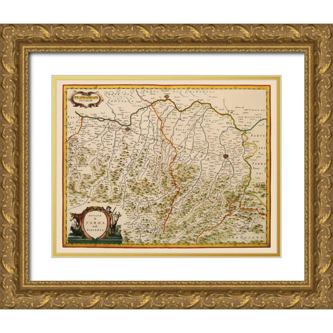 Parma Piacenza Region Italy - Blaeu 1640 Gold Ornate Wood Framed Art Print with Double Matting by Blaeu