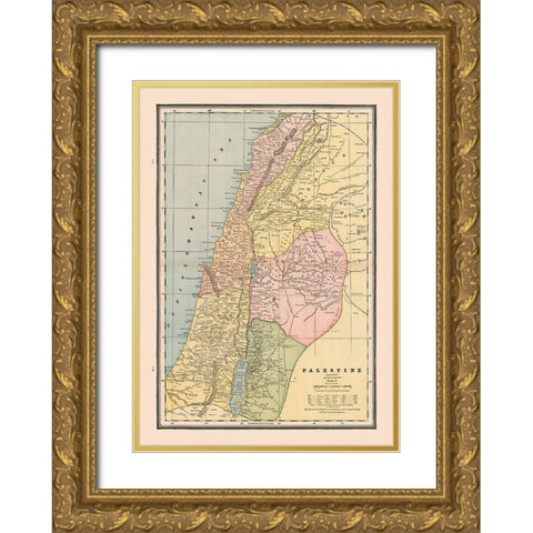 Middle East Palestine Israel - Cram 1888 Gold Ornate Wood Framed Art Print with Double Matting by Cram