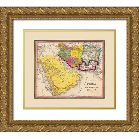 Middle East Persia Arabia Yemen - Mitchell 1846 Gold Ornate Wood Framed Art Print with Double Matting by Mitchell