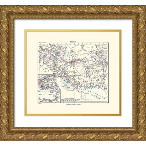 Middle East Persia - Perthes 1896 Gold Ornate Wood Framed Art Print with Double Matting by Perthes