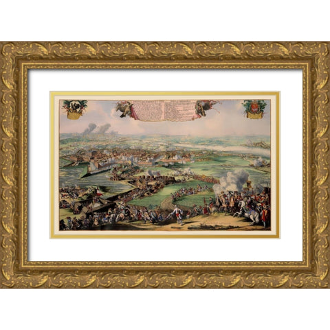 Philippsburg Castle Siege Germany - DeHooghe 1676 Gold Ornate Wood Framed Art Print with Double Matting by De Hooghe