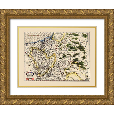 Eastern Europe Poland - Ortelius 1587 Gold Ornate Wood Framed Art Print with Double Matting by Ortelius