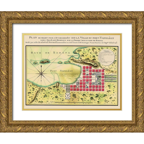 Caribbean Port Napoleon Dominican Republic Gold Ornate Wood Framed Art Print with Double Matting by Bron