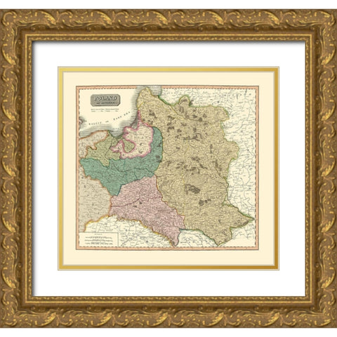 Eastern Europe Poland - Thomson 1817 Gold Ornate Wood Framed Art Print with Double Matting by Thomson
