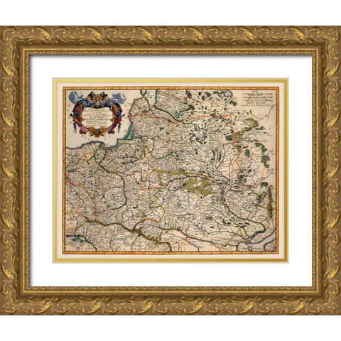 Eastern Europe Poland - Visscher 1680 Gold Ornate Wood Framed Art Print with Double Matting by Visscher