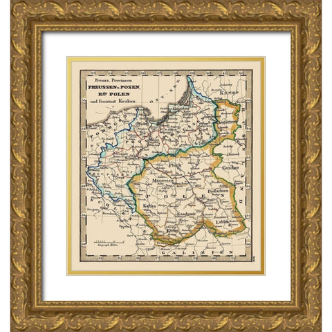 Eastern Europe Prussia Poland - Stieler 1852 Gold Ornate Wood Framed Art Print with Double Matting by Stieler