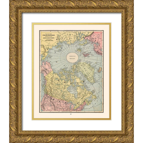 Polar Regions Arctic Discoveries - Cram 1888 Gold Ornate Wood Framed Art Print with Double Matting by Cram