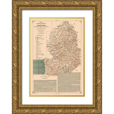 Europe Alentejo Province Portugal - Valverde 1880 Gold Ornate Wood Framed Art Print with Double Matting by Valverde