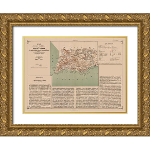 Europe Algarve Province Portugal - Valverde 1880 Gold Ornate Wood Framed Art Print with Double Matting by Valverde