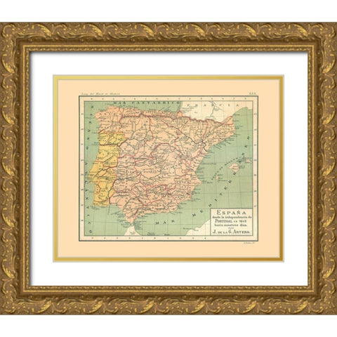 Europe Portugal Spain Independence 1640 AD Gold Ornate Wood Framed Art Print with Double Matting by Artero