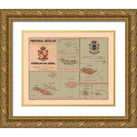 Europe Portugal Insular Azores - Martine 1904 Gold Ornate Wood Framed Art Print with Double Matting by Martine