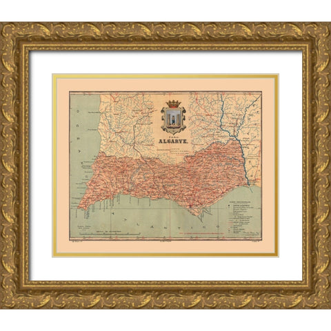 Europe Portugal Algarve - Martine 1904 Gold Ornate Wood Framed Art Print with Double Matting by Martine